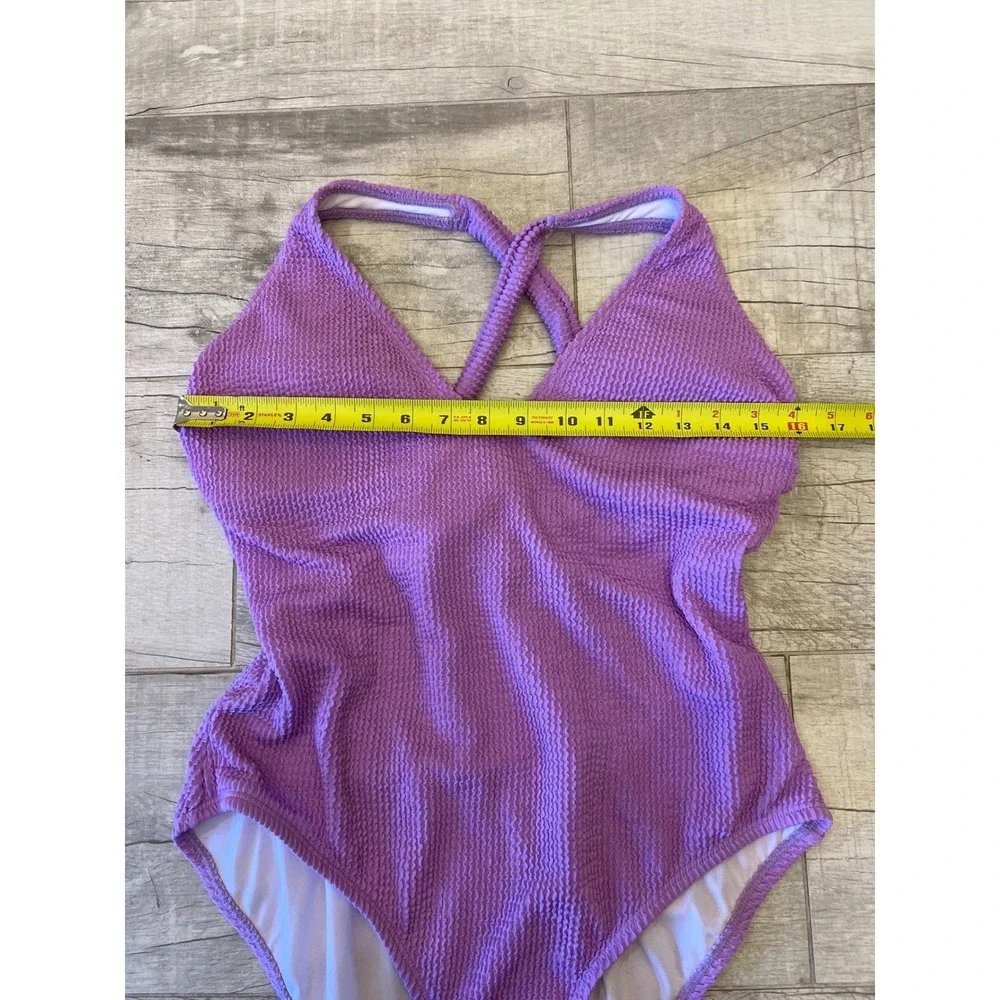 Becca‎ by Rebecca Virtue Purple Textured One Piece Swimsuit V-Neck XXL 1611431 - Picture 6 of 11